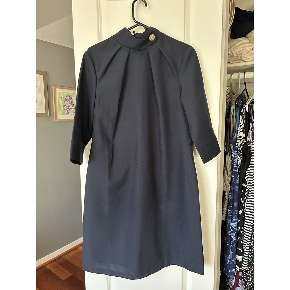 Dioni NWT Blue Solid Cotton Mock Neck 3/4 Sleeve Knee Length Sheath Dress XXL